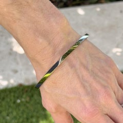 Tiffany & Co. Gehry Torque 18k White Gold Square Twisted Bangle Bracelet