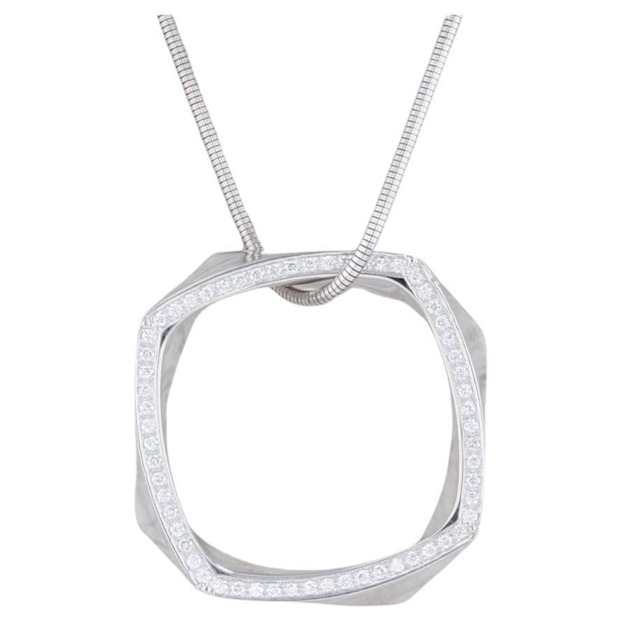 Tiffany & Co Gehry Torque Diamond Eternity Square Necklace 18k White Gold 18" For Sale