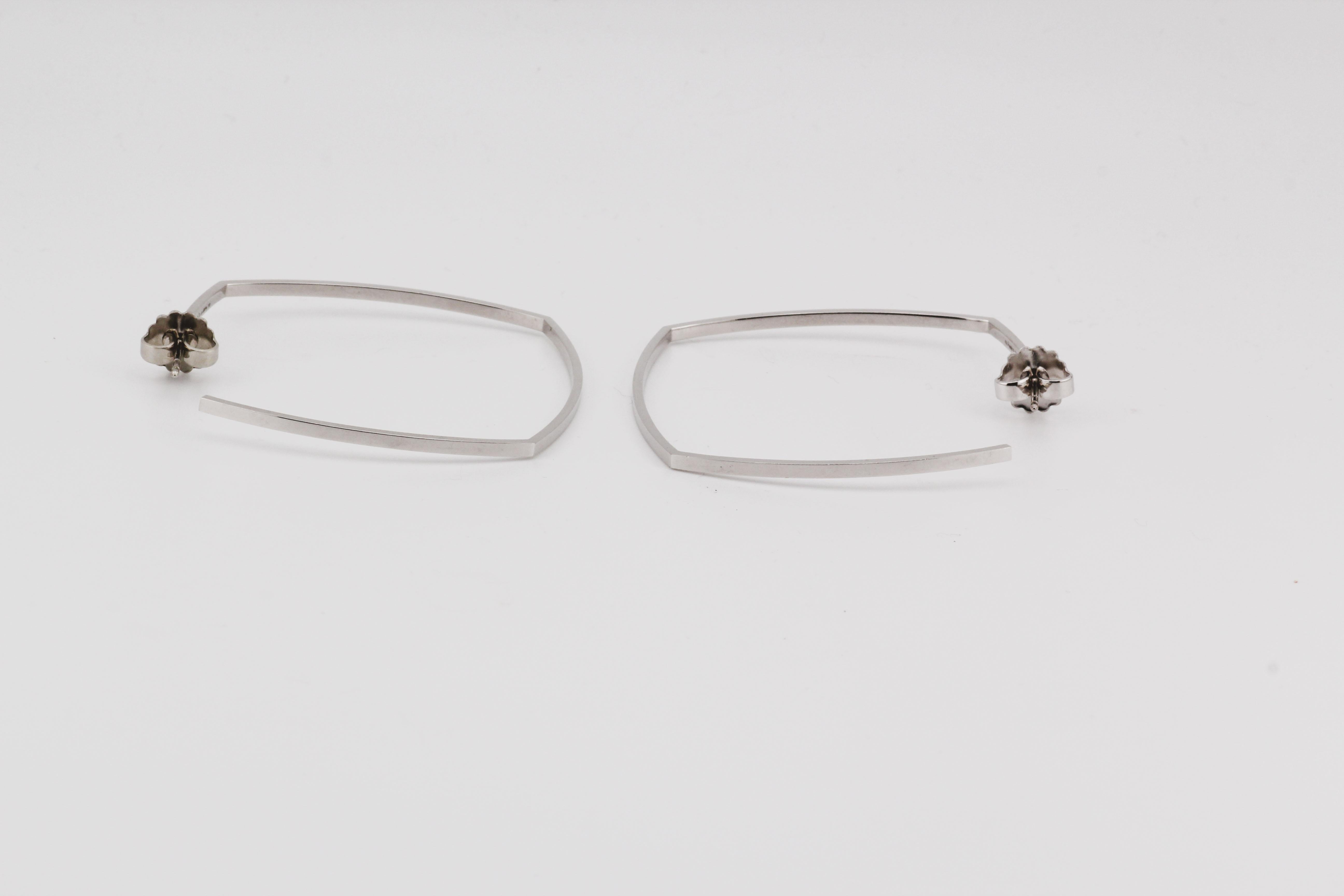 Women's Tiffany & Co Gehry Torque Large Diamond 18k White Gold Hoop Earrings For Sale