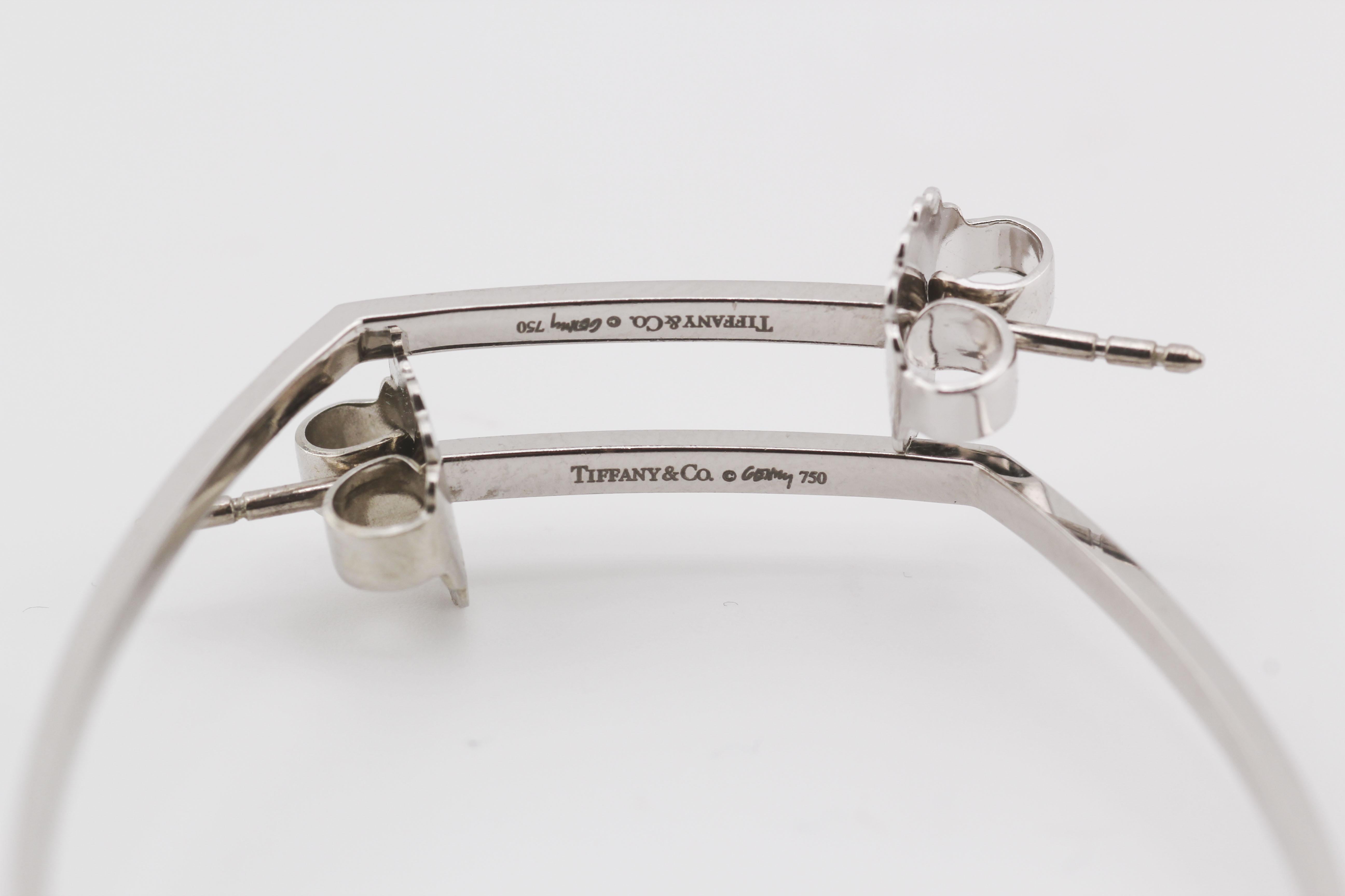 Tiffany & Co Gehry Torque Large Diamond 18k White Gold Hoop Earrings For Sale 1