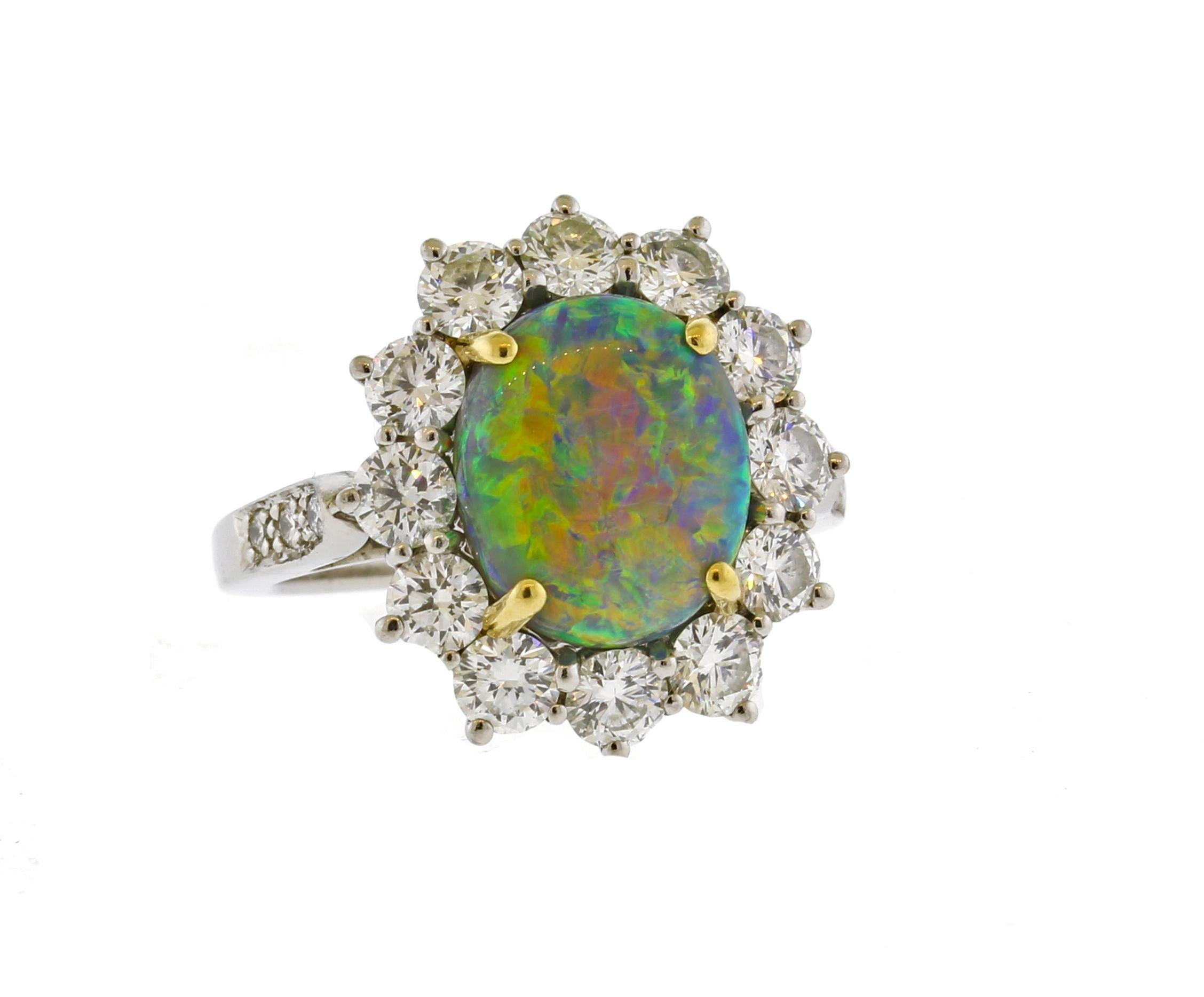 Tiffany & Co. Gem Black Opal and Diamond Ring In condizioni ottime in vendita a Bethesda, MD