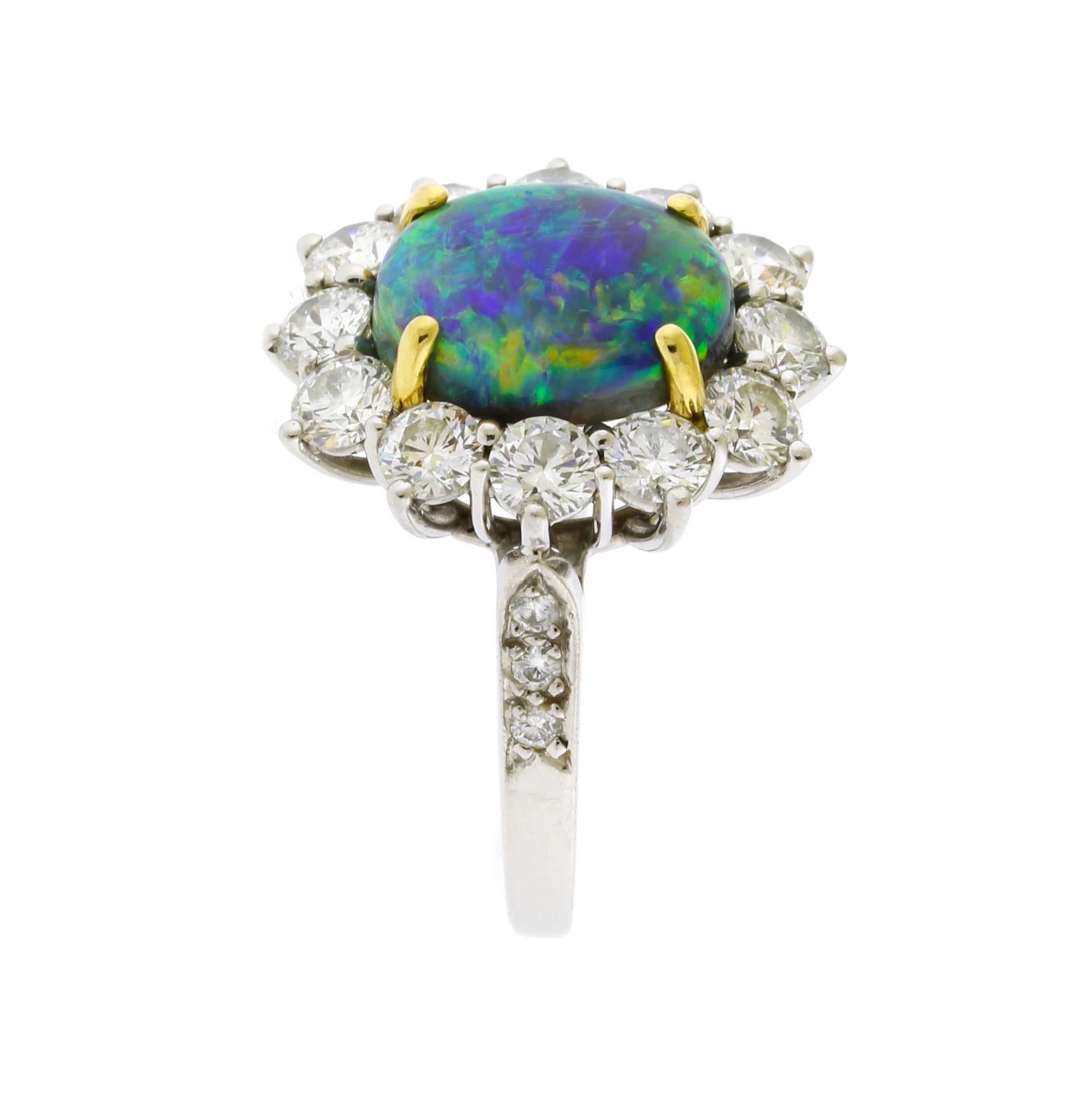 da uomo o donna Tiffany & Co. Gem Black Opal and Diamond Ring in vendita
