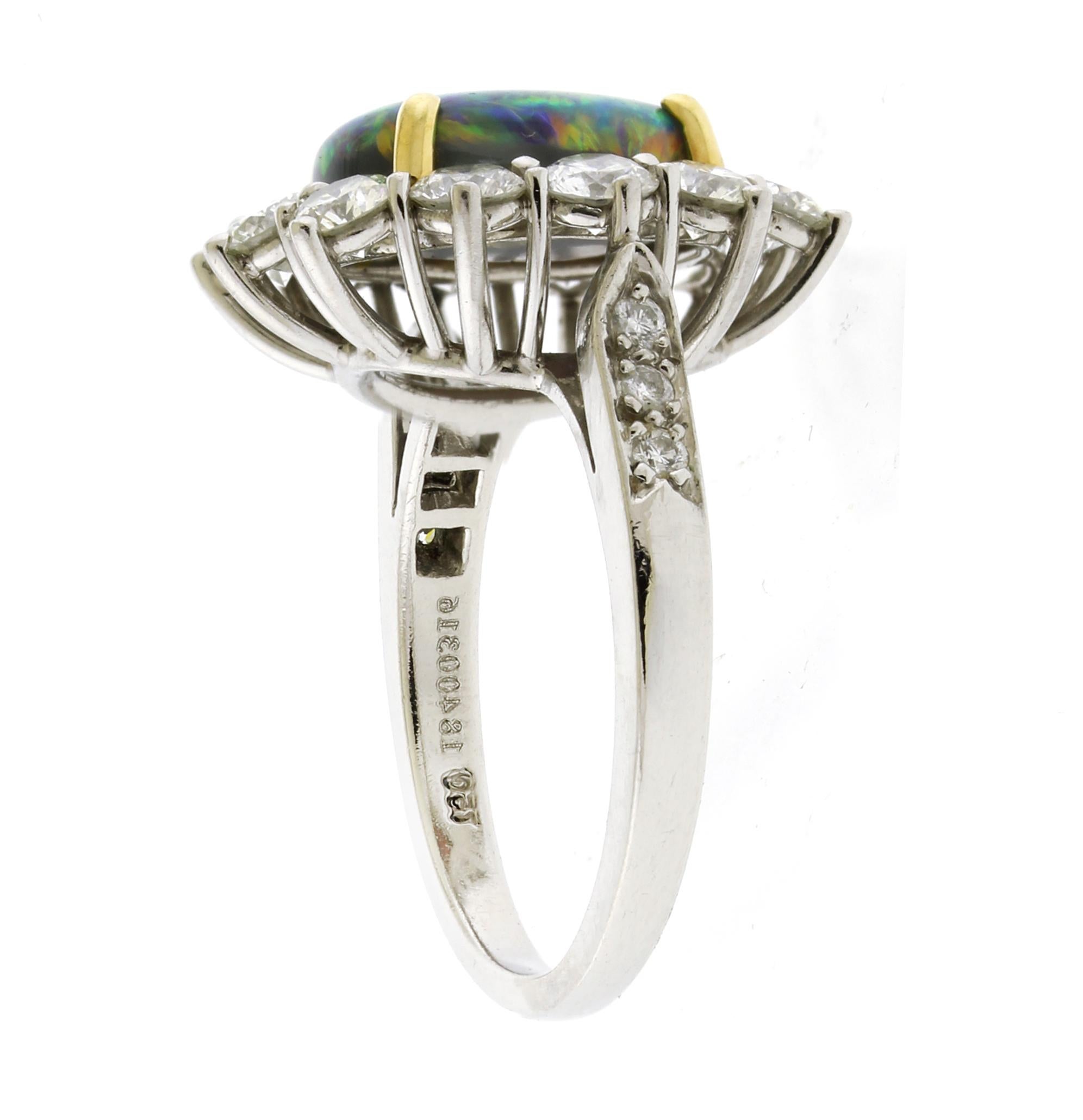 Tiffany & Co. Gem Black Opal and Diamond Ring in vendita 1