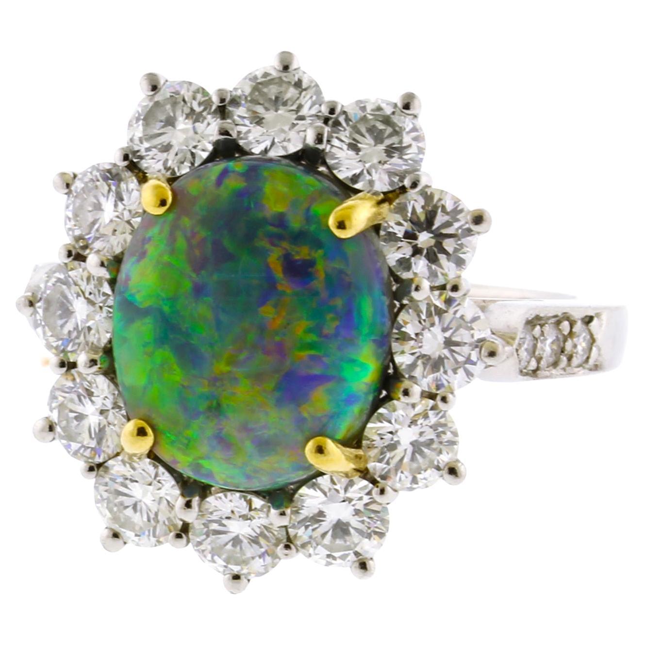 Tiffany & Co. Gem Black Opal and Diamond Ring in vendita