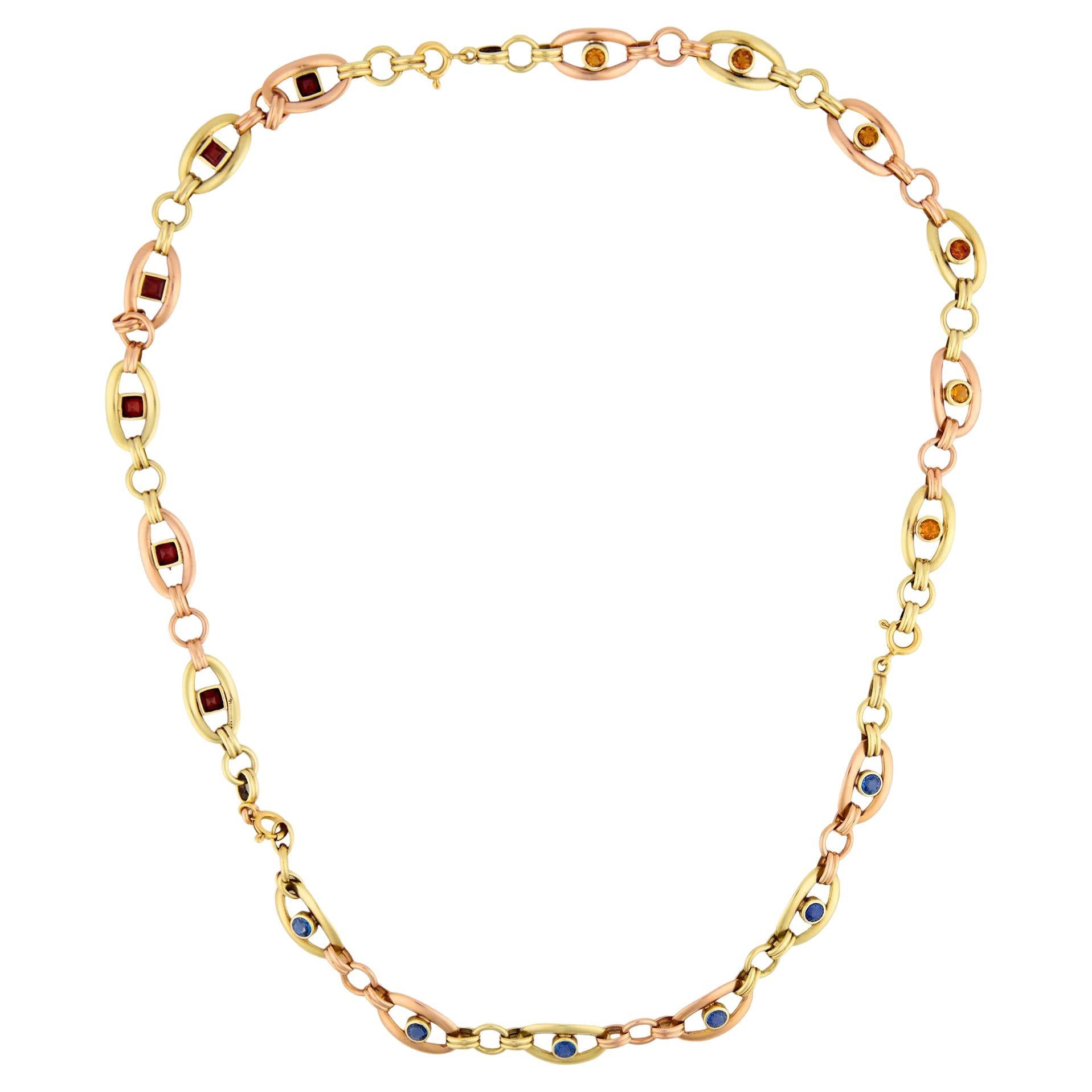 Tiffany 
Co. gemstone 18k yellow and rose gold convertible necklace For Sale