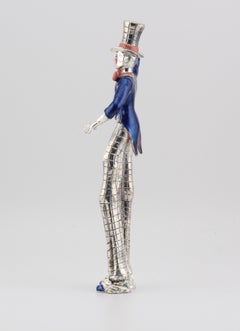 Tiffany & Co. Gene Moore Circus Clown on Stilts Enamel Sterling Silver Figurine