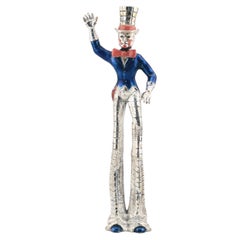 Tiffany & Co. Gene Moore Circus Clown on Stilts Enamel Sterling Silver Figurine