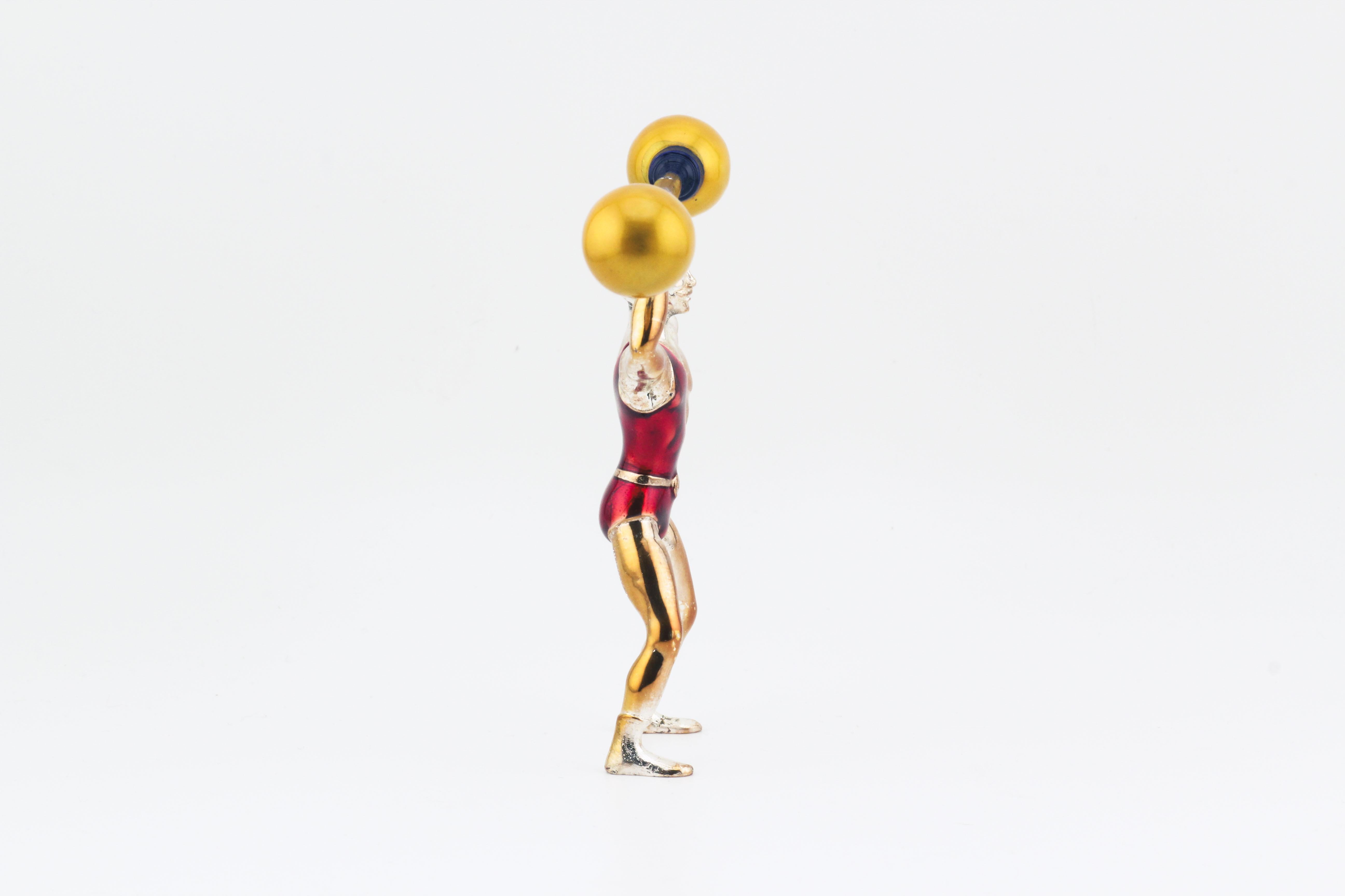 Women's or Men's Tiffany & Co Gene Moore Sterling Silver & Enamel Circus Strongman