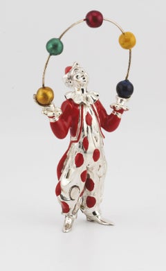Tiffany & Co. Gene Moore Sterling Silver Enamel Juggling Circus Clown