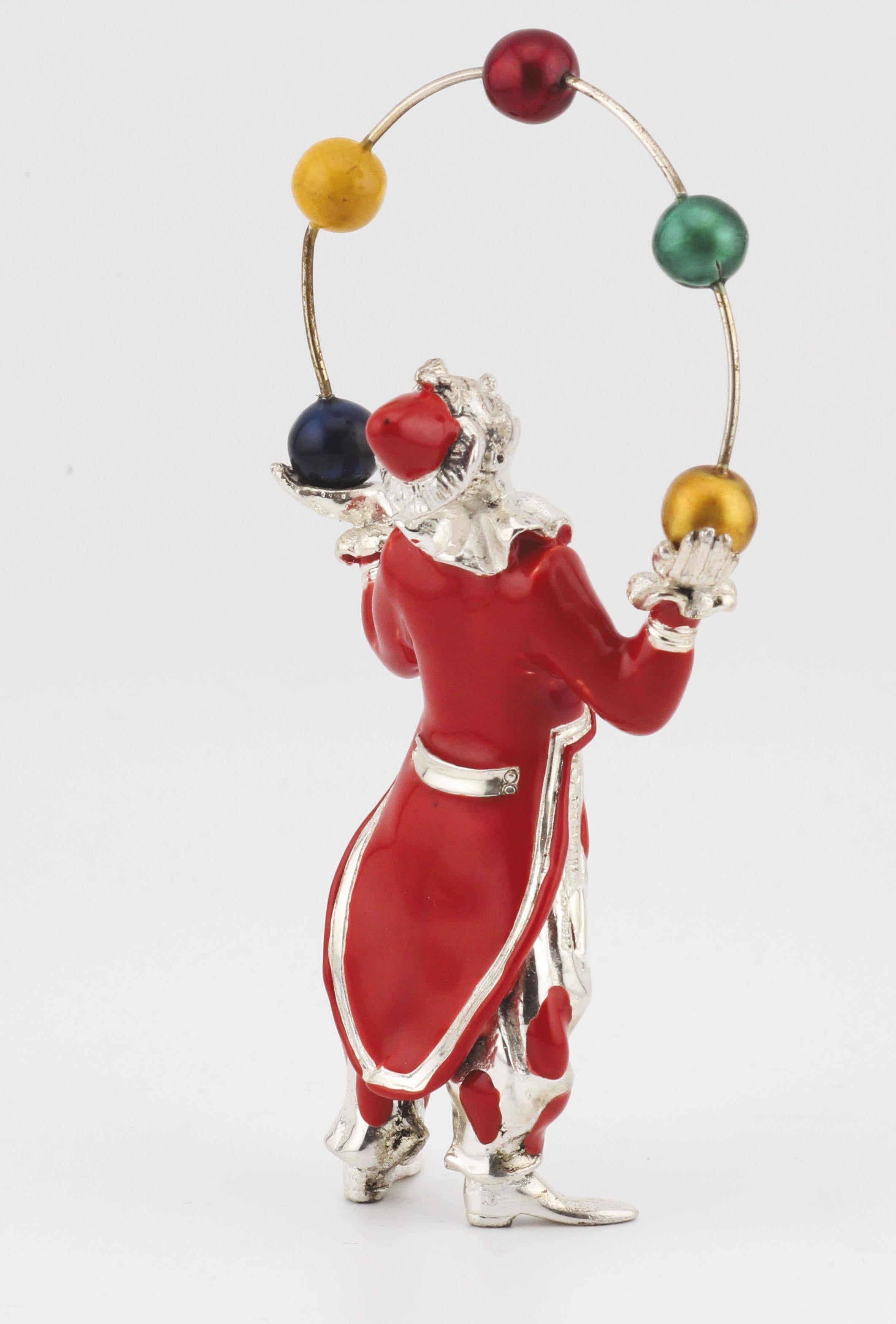 Tiffany & Co. Gene Moore Sterling Silver Enamel Juggling Circus Clown In Good Condition For Sale In Simpsonville, SC