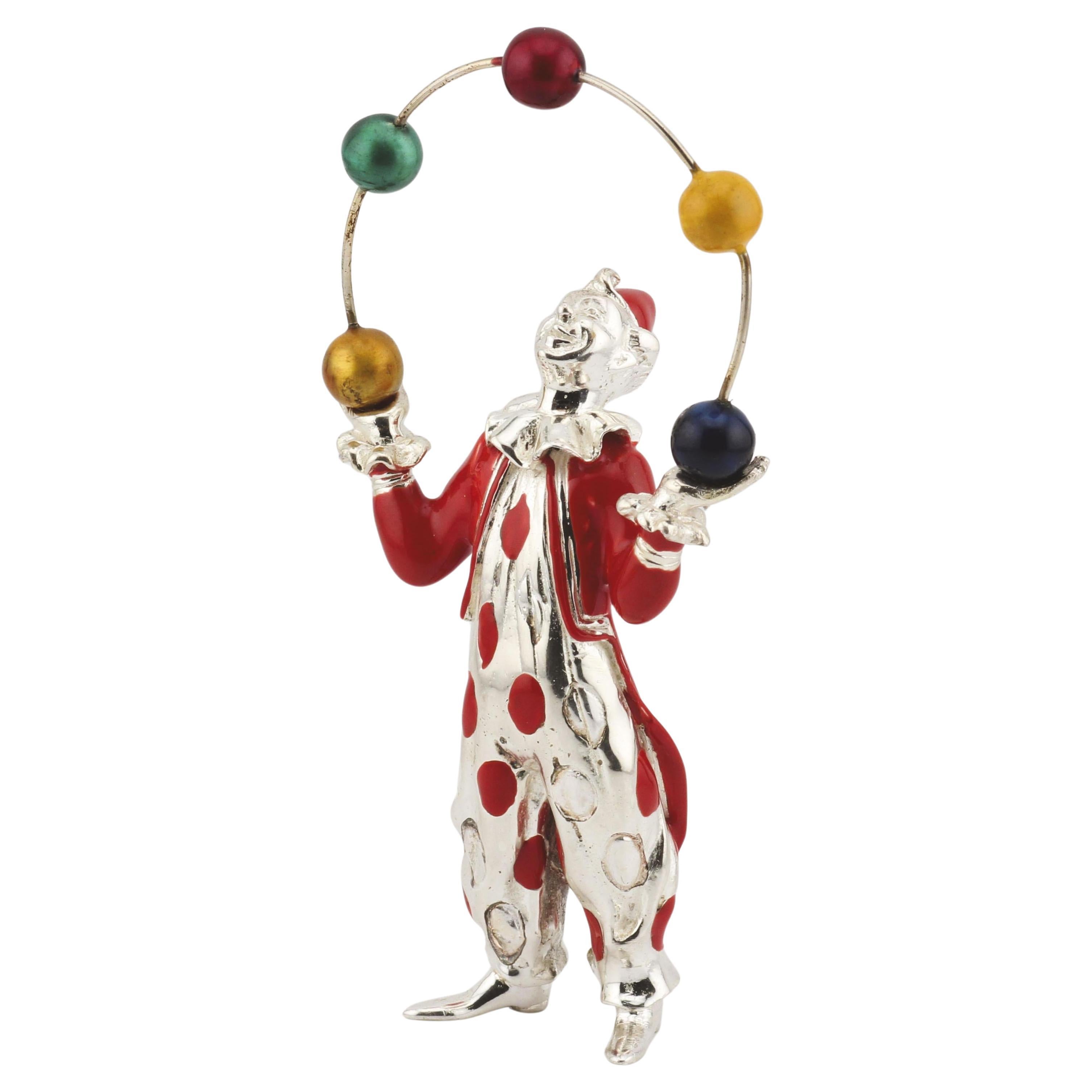 Tiffany & Co. Payaso de circo malabarista Gene Moore de plata de ley esmaltada