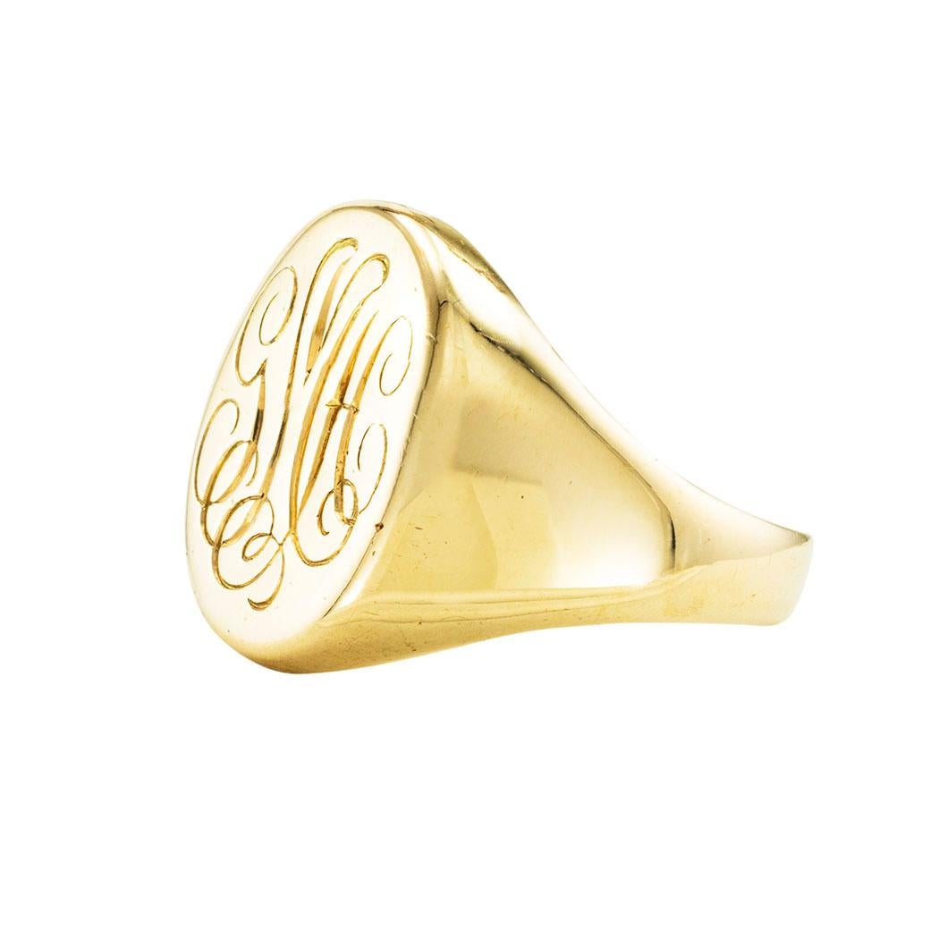 Modern Tiffany & Co. Gentlemans Gold Signet Ring