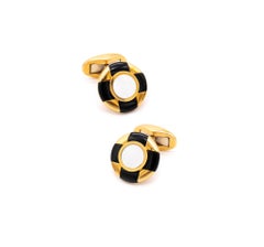 Tiffany Co Geometric Cufflinks 18Kt Yellow Gold With Black Onyx And White Nacre