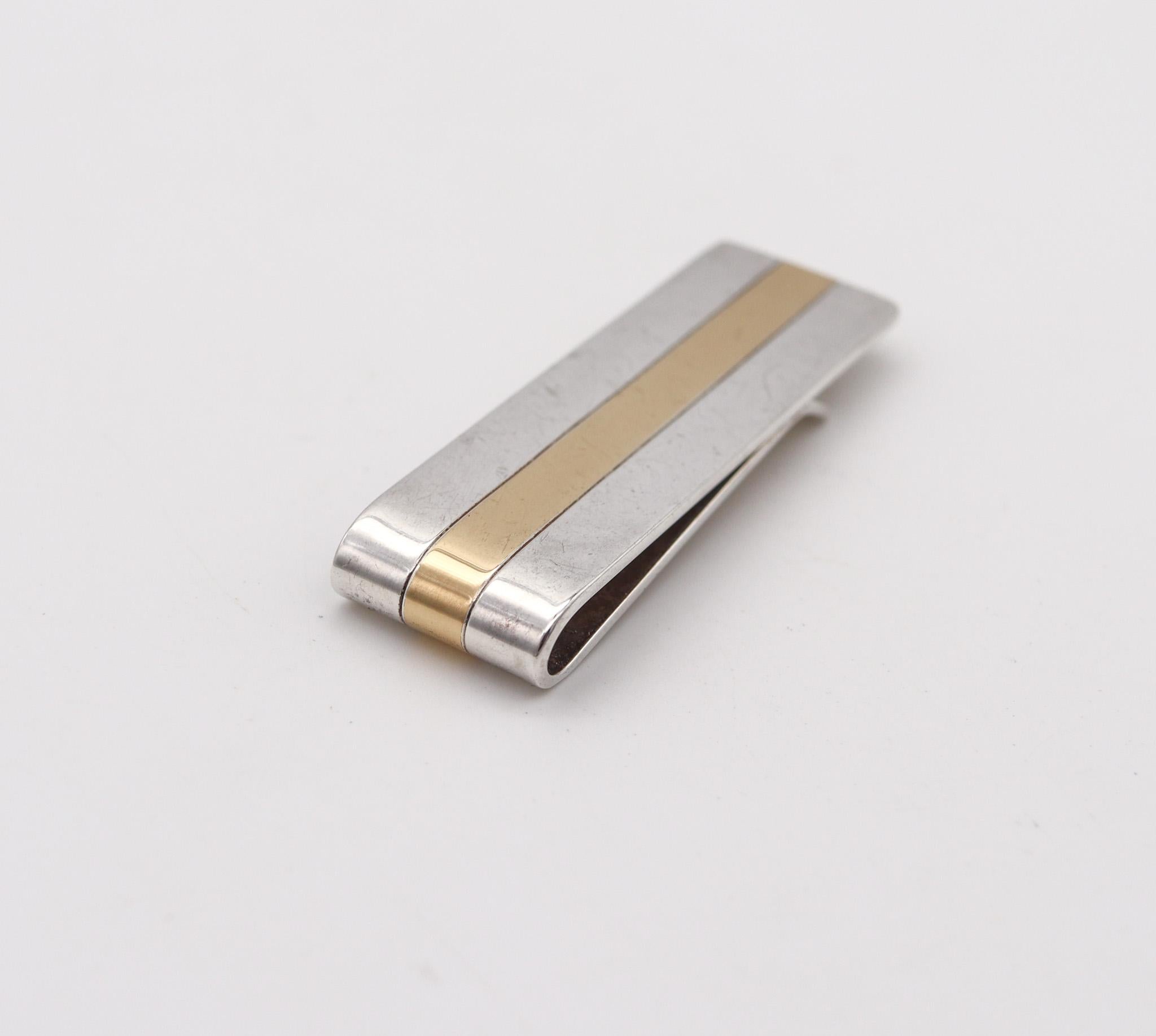 Tiffany & Co. Geometric Money Clip in Solid .925 Sterling Silver With 18Kt Gold In Excellent Condition For Sale In Miami, FL