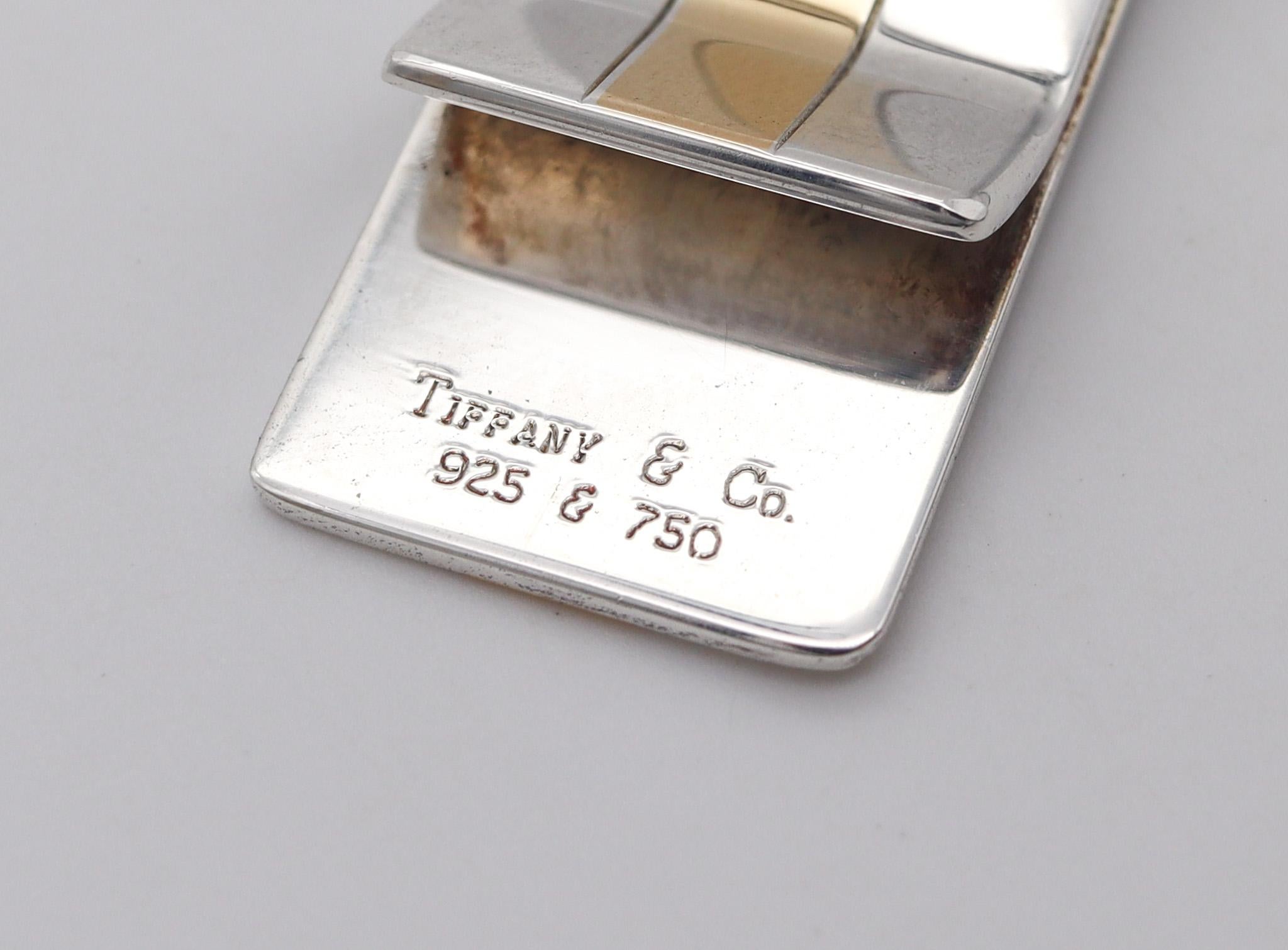 Women's or Men's Tiffany & Co. Geometric Money Clip in Solid .925 Sterling Silver With 18Kt Gold