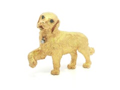 Tiffany & Co. Broche en or 18 carats avec saphir et diamant, représentant un golden retriever, fabriquée en Allemagne