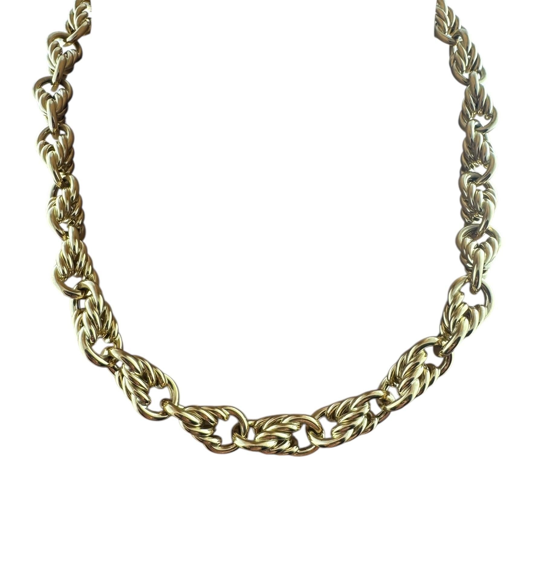 Tiffany & Co. Allemagne Collier en or jaune 18K à maillons en forme de câble et de cercle 20