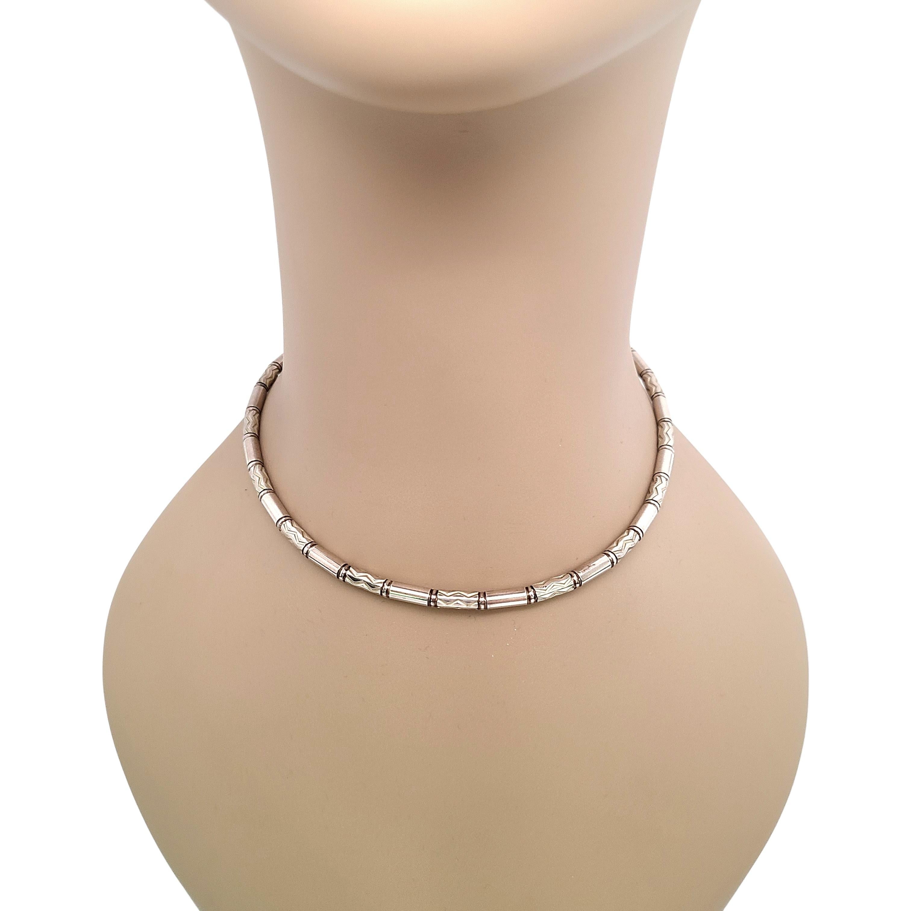 Tiffany & Co. Germany Aztec Etched Zig Zag Tube Bead Necklace 2
