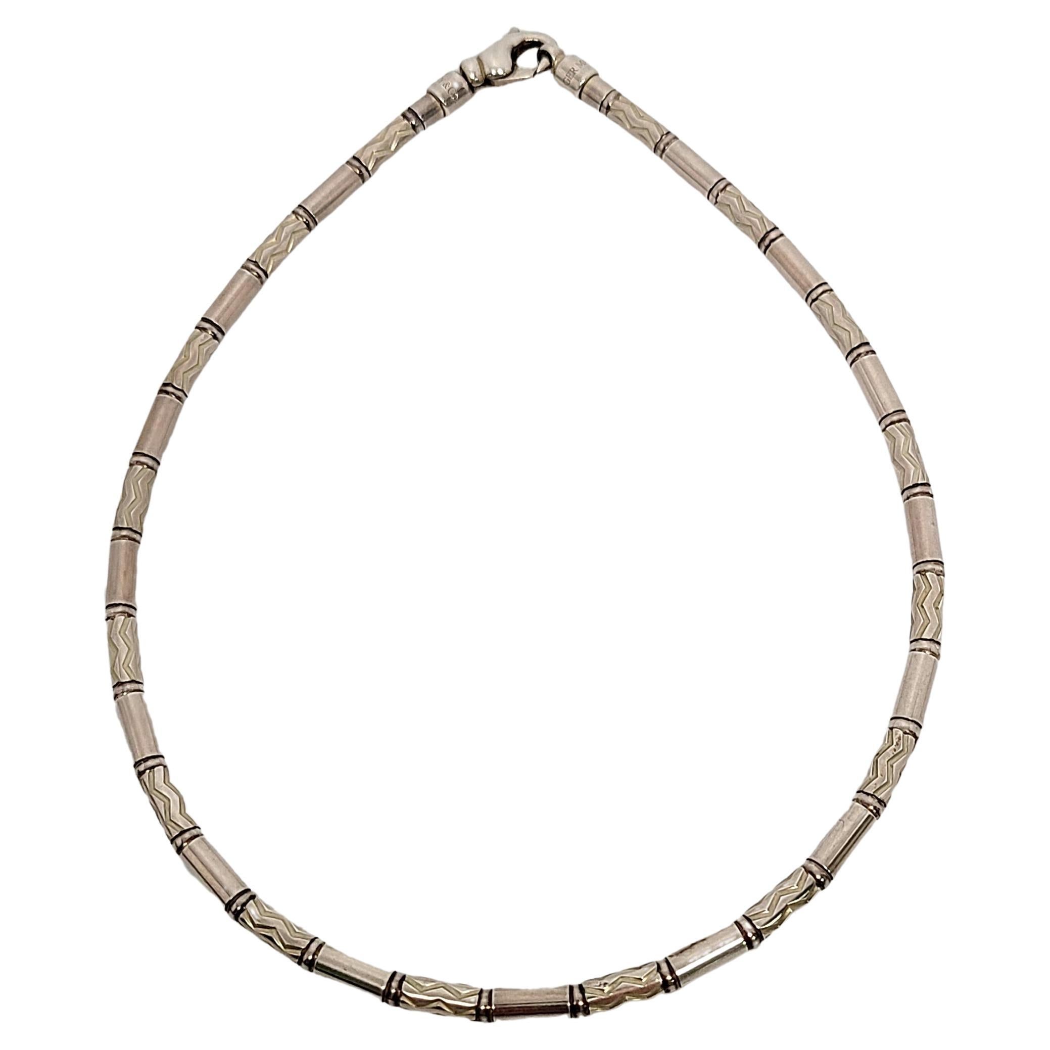 Tiffany and Co. Germany Aztec Etched Zig Zag Tube Bead Necklace