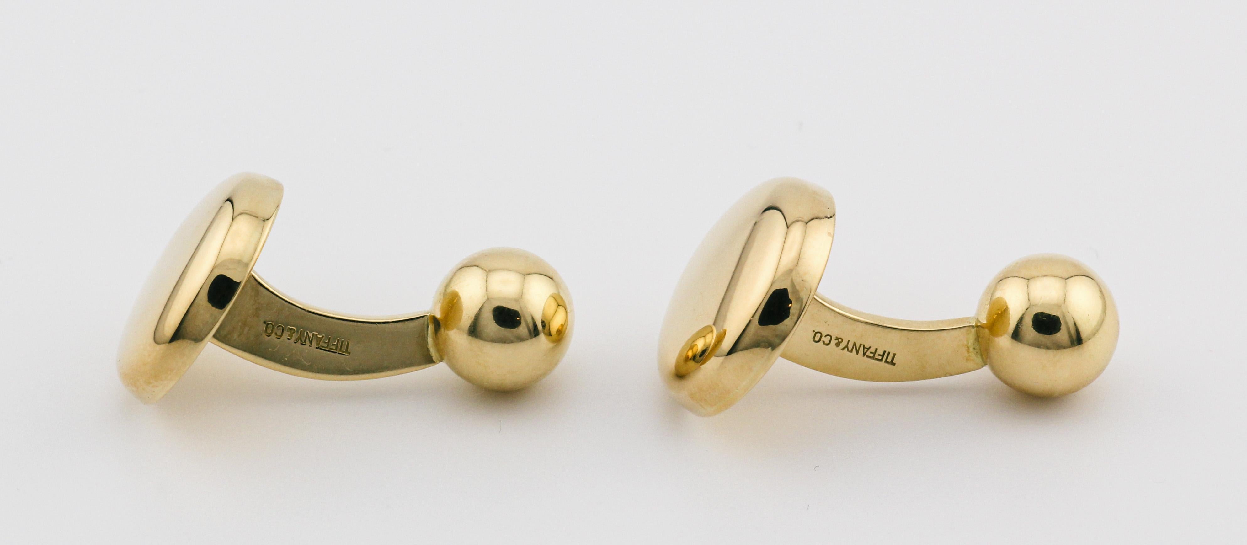 Tiffany & Co. Germany Engravable 18K Yellow Gold Cufflinks In Good Condition For Sale In Bellmore, NY