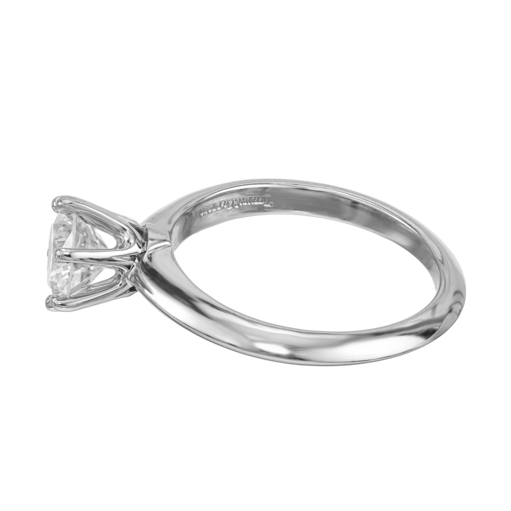 Tiffany & Co. Verlobungsring, GIA 1,00 Karat runder Diamant Platin Solitär Damen