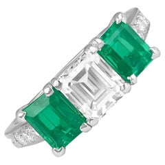Tiffany & Co. GIA Anillo de diamantes de tres piedras, talla Asscher, 1,16 ct, color G, platino