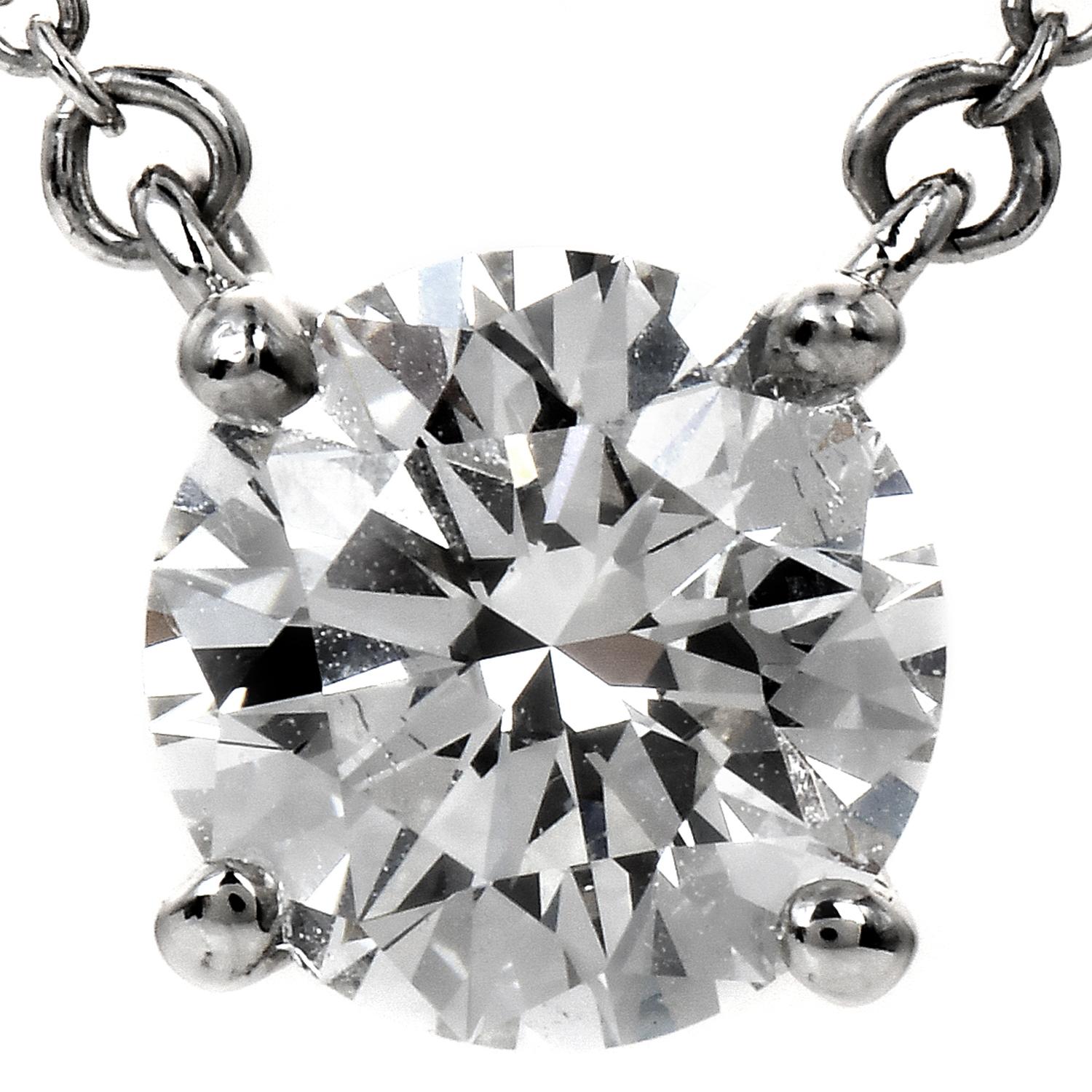 Tiffany and Co. GIA 1.23 Carats Round Cut Diamond Platinum Pendant ...