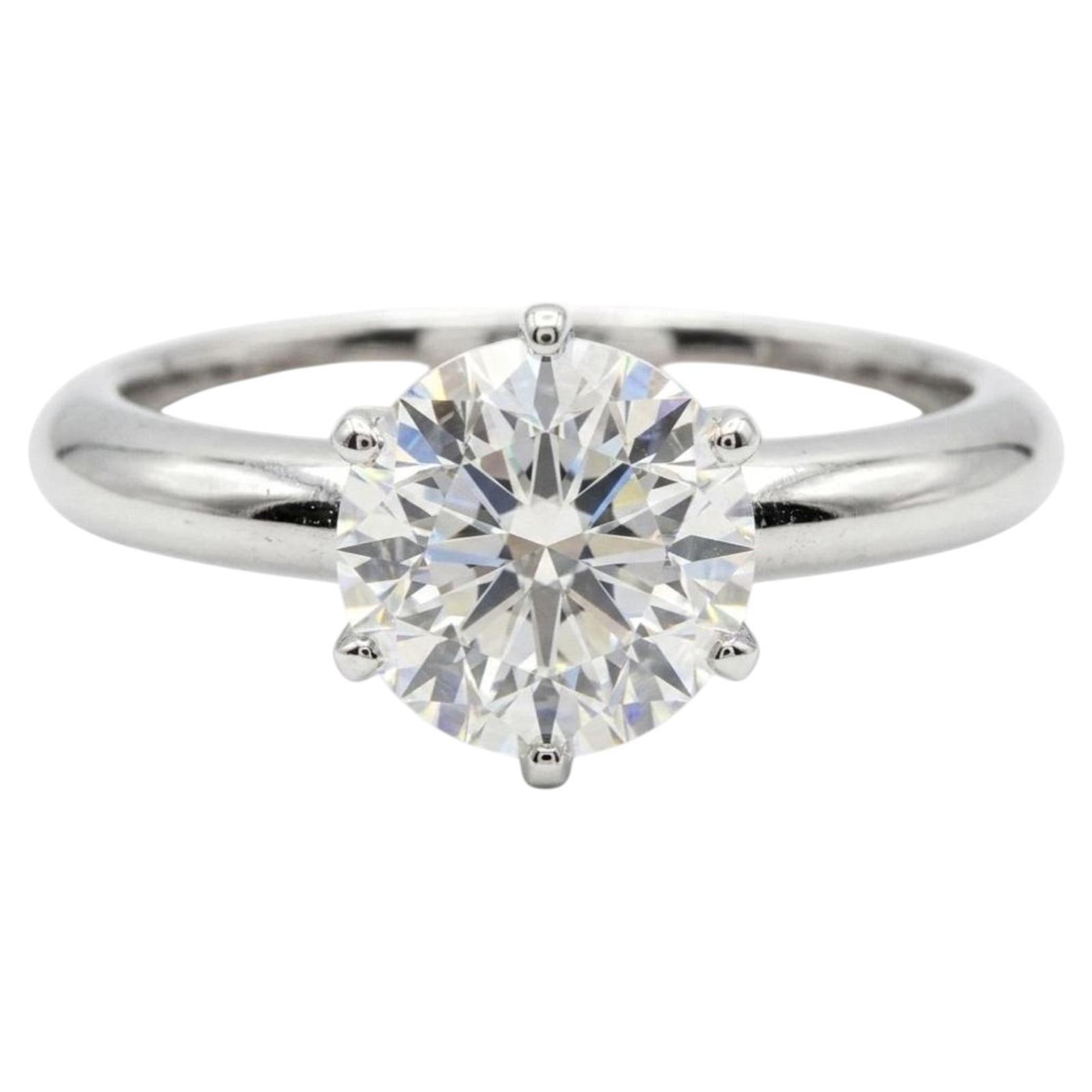 Tiffany & Co. GIA-zertifizierter Verlobungsring aus Platin mit einem runden Diamanten von 1,24 Karat, H VS1