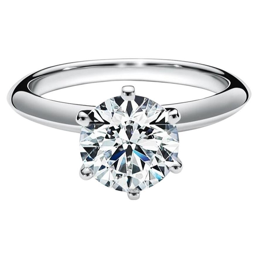 Tiffany & Co, bague de fiançailles en platine avec diamant rond de taille naturelle de 1,53 carat certifié GIA en vente