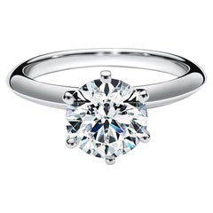 Tiffany & Co, bague de fiançailles en platine avec diamant rond de taille naturelle de 1,53 carat certifié GIA