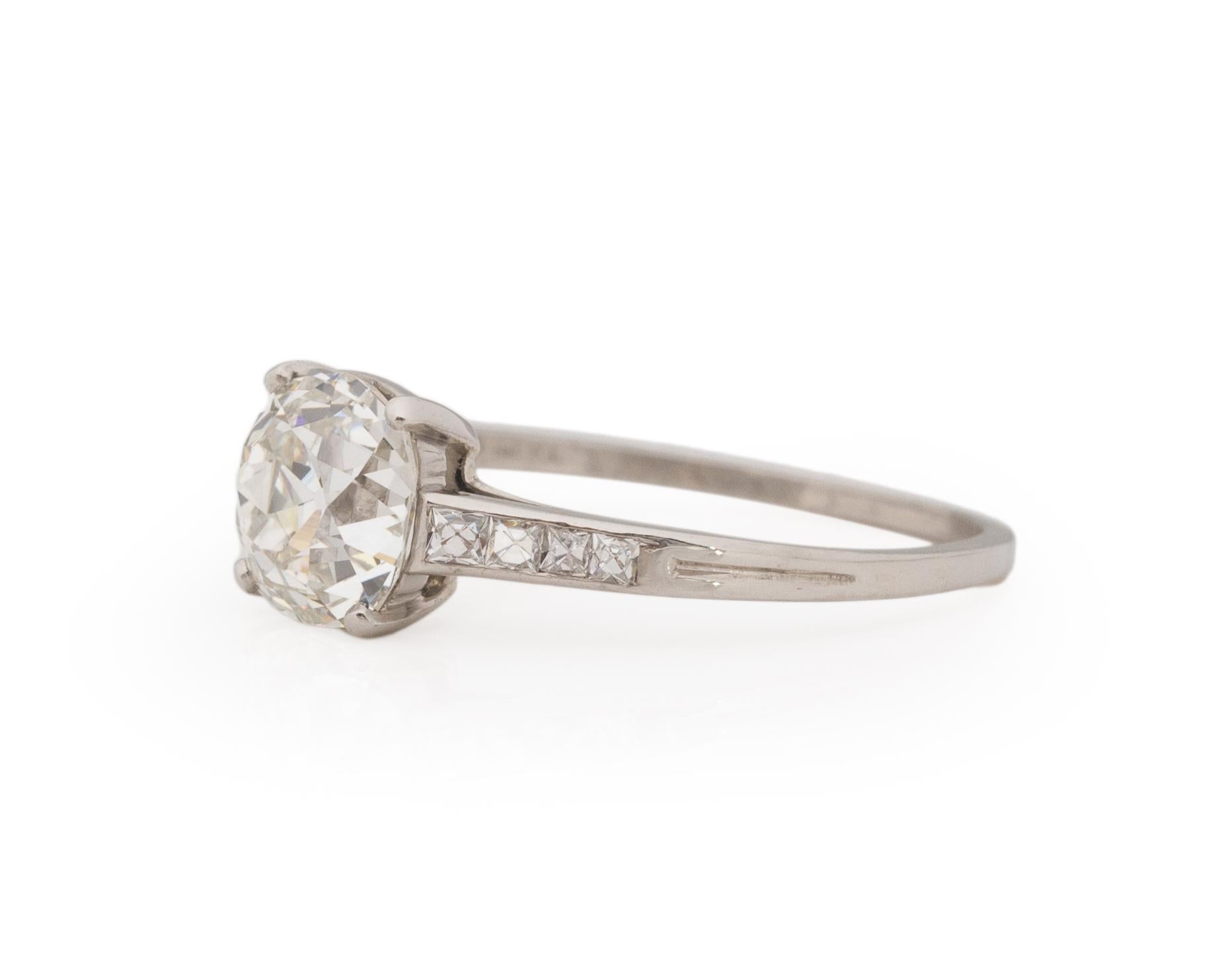 Old Mine Cut Tiffany & Co. GIA 1.68 Carat Art Deco Diamond Platinum Engagement Ring