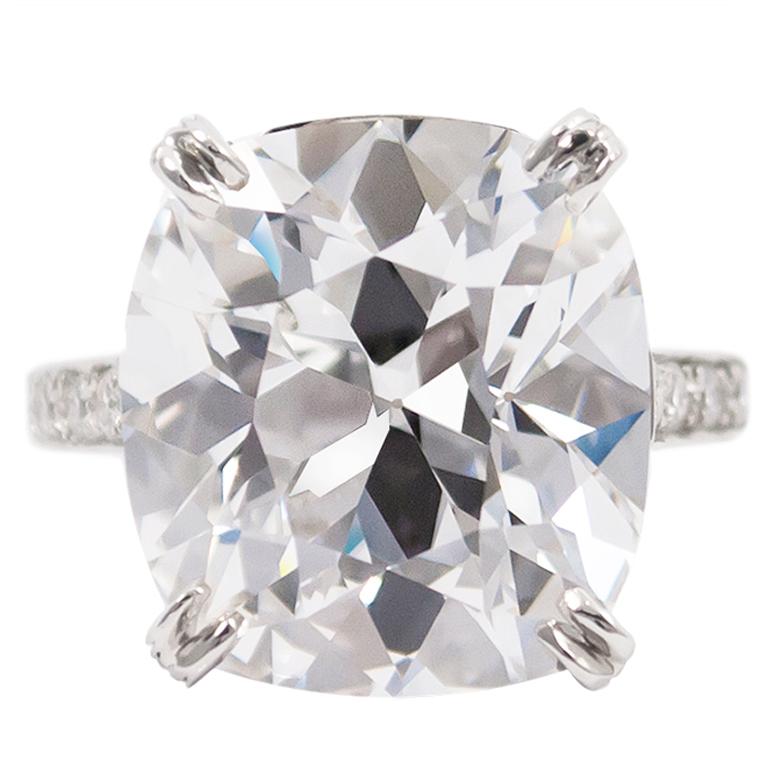 Tiffany & Co. GIA Certified 17.06 Ct Cushion D IF Type IIA Diamond Ring For Sale