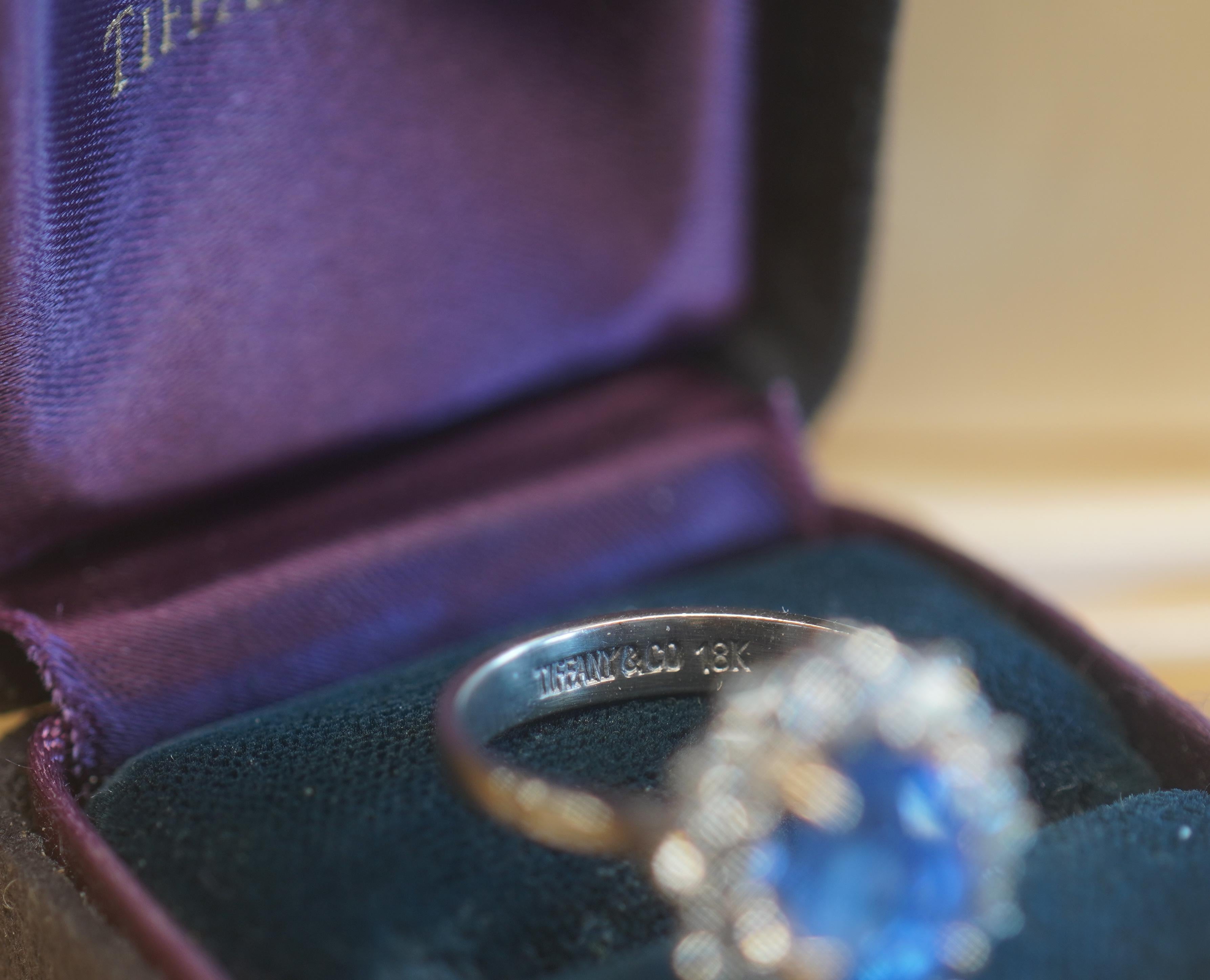 Tiffany & Co GIA 18K Blue Sapphire Diamond Ring Unheated Vintage Ceylon 4.55 Cts 2