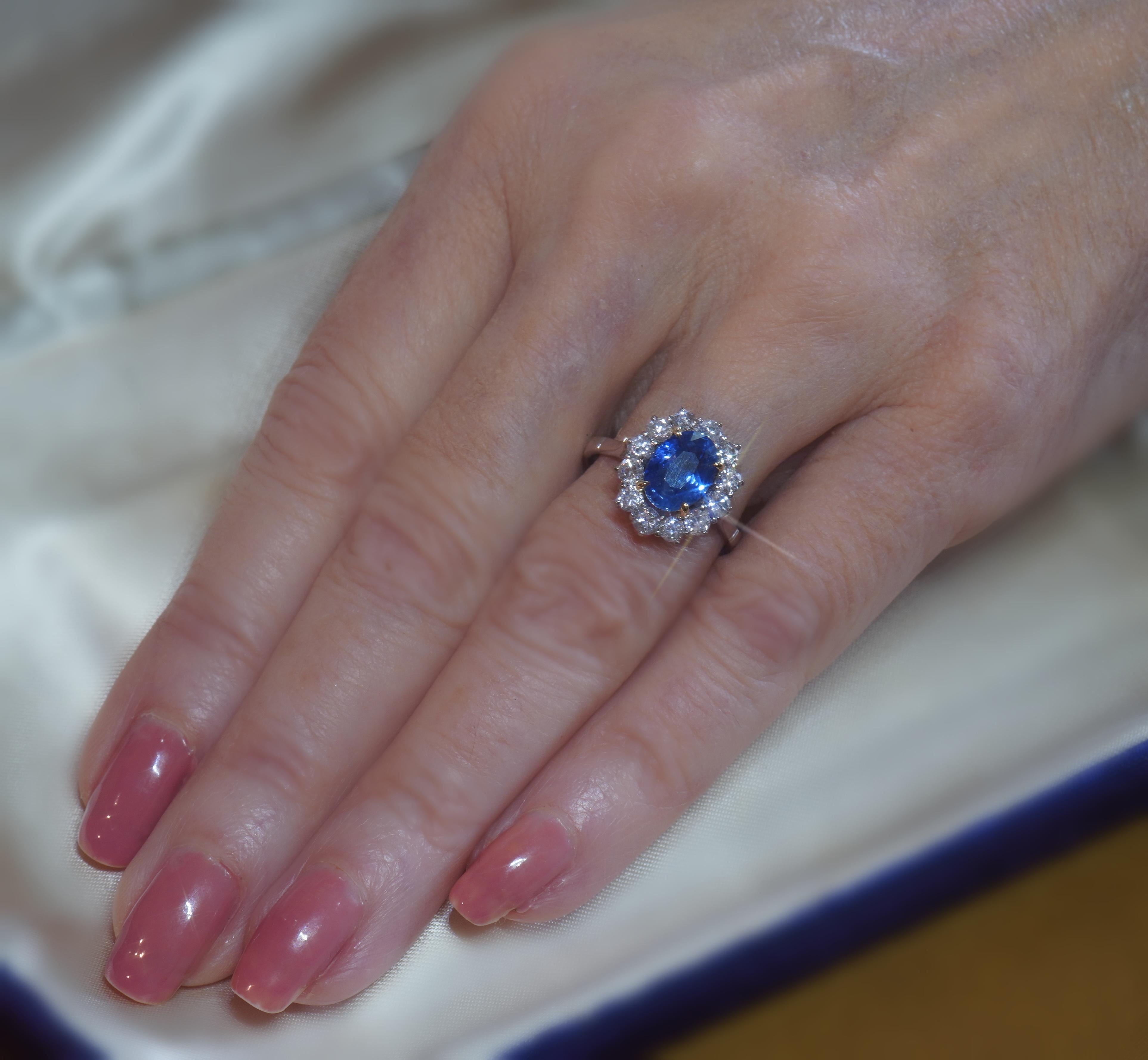 Tiffany & Co GIA 18K Blue Sapphire Diamond Ring Unheated Vintage Ceylon 4.55 Cts 4