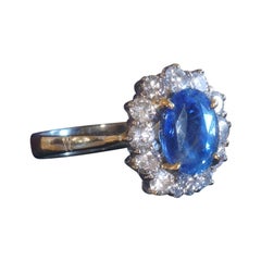 Tiffany & Co GIA 18K Blue Sapphire Diamond Ring Unheated Vintage Ceylon 4.55 Cts