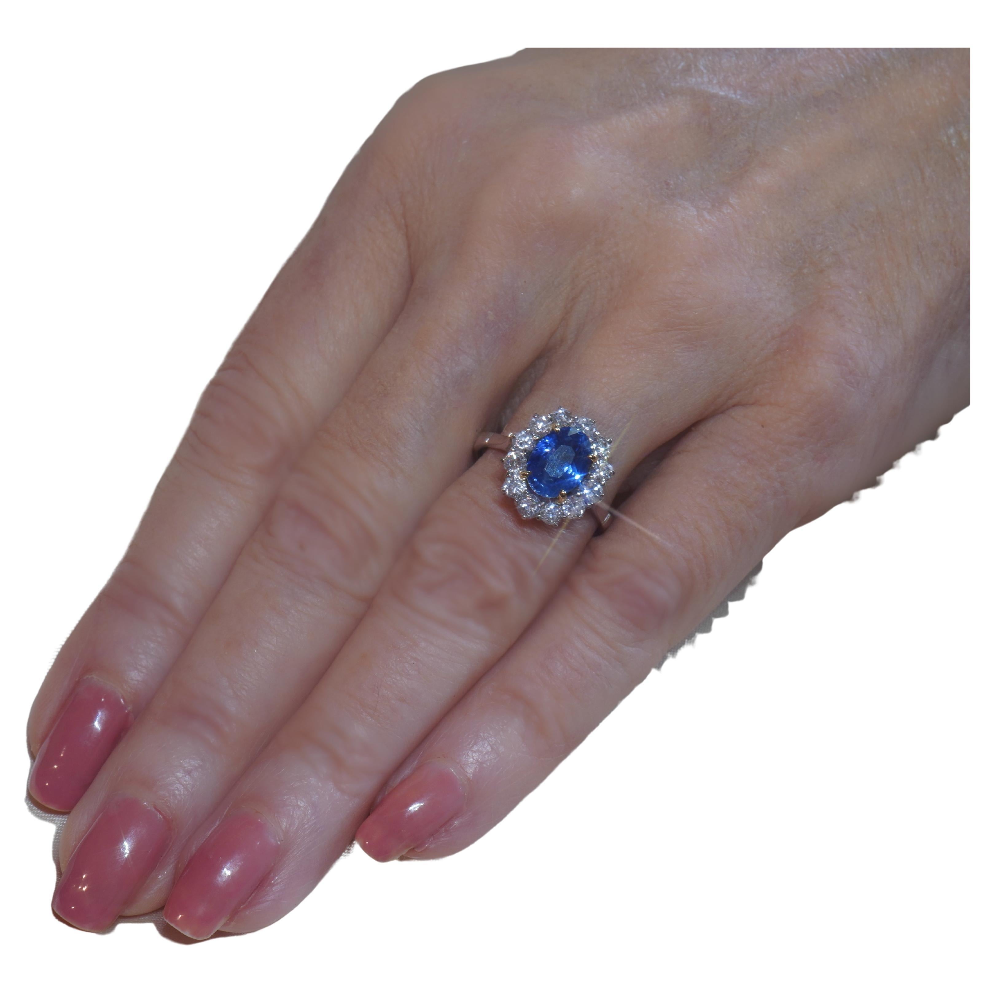 Tiffany & Co GIA 18K Blue Sapphire Diamond Ring Unheated Vintage Ceylon 4.55 Cts