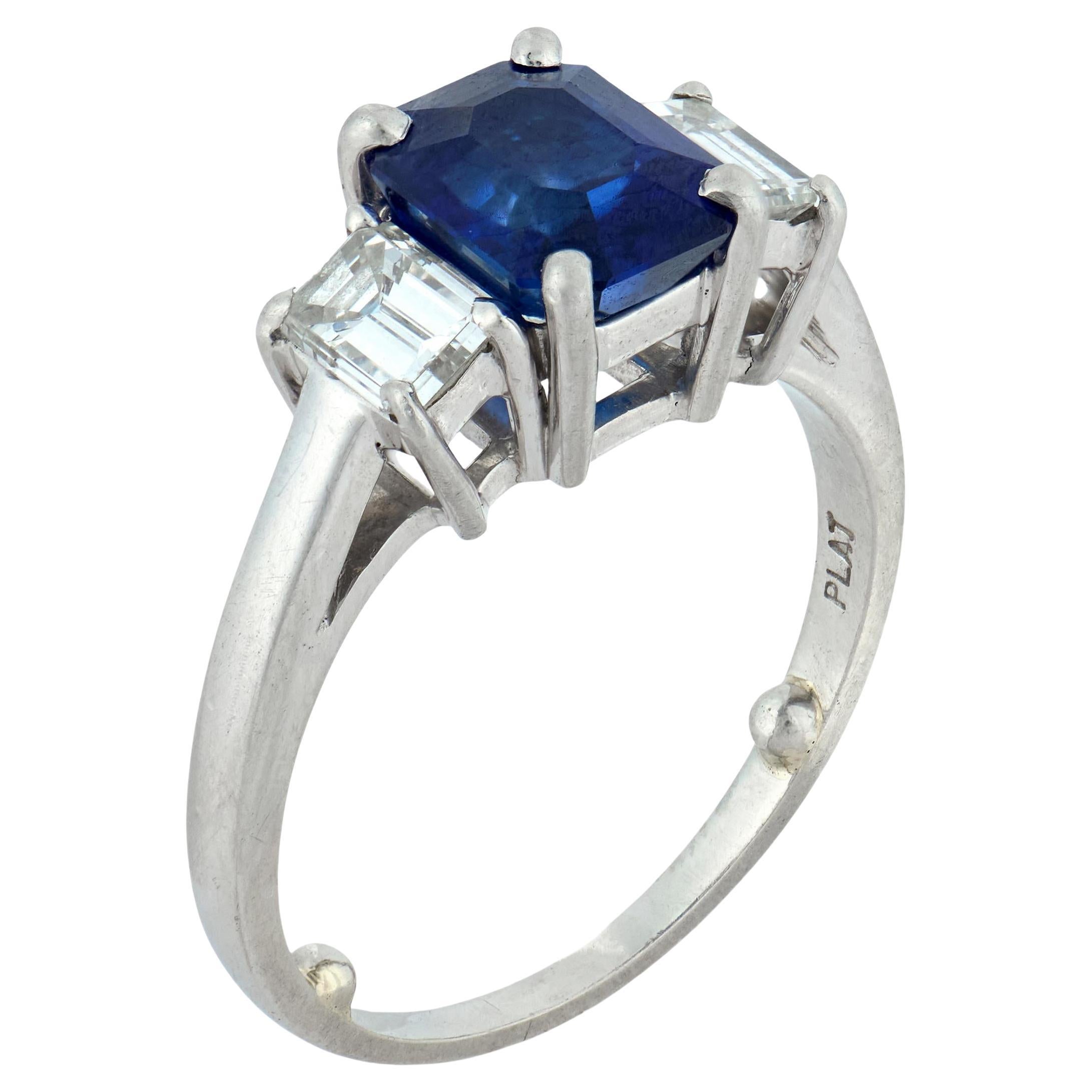 Tiffany 
Co. GIA 2.04 carat Ceylon sapphire diamond platinum ring