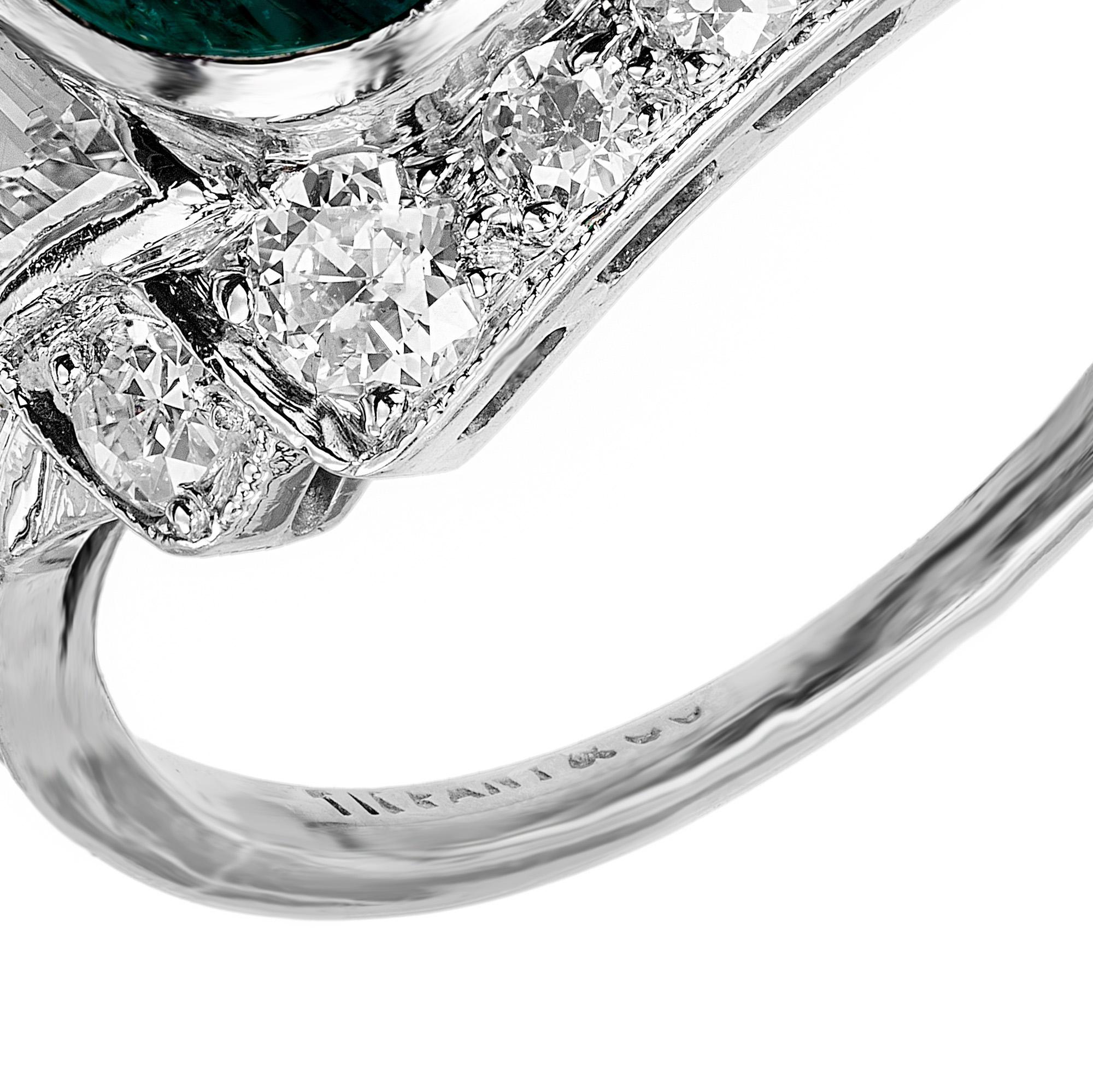 Cocktailring aus Platin mit kolumbianischem Smaragd und Diamant von 3,60 Karat von Tiffany & Co. im Angebot 5