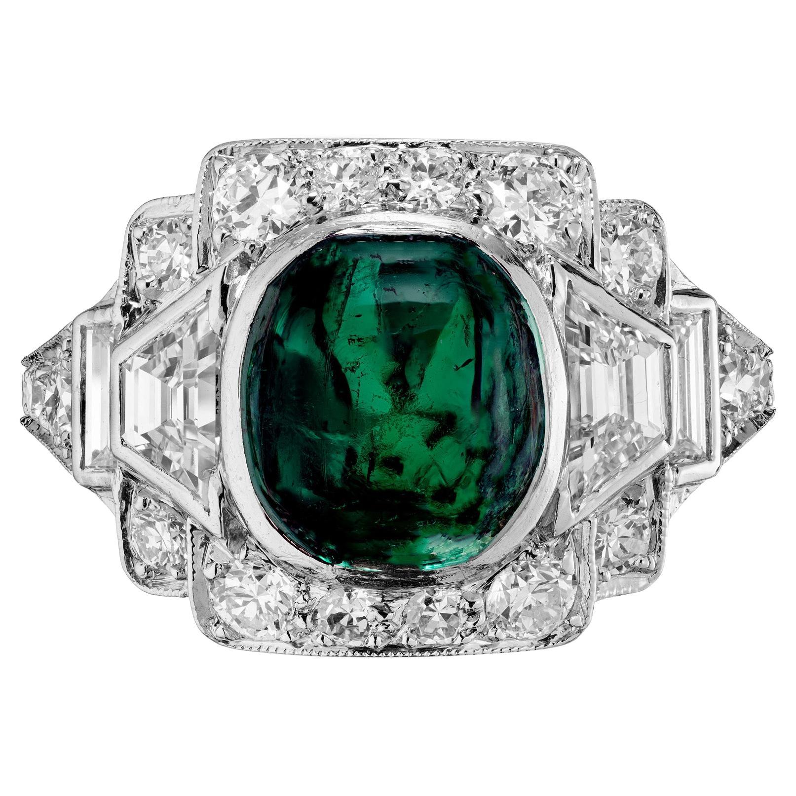 Cocktailring aus Platin mit kolumbianischem Smaragd und Diamant von 3,60 Karat von Tiffany 
Co. im Angebot