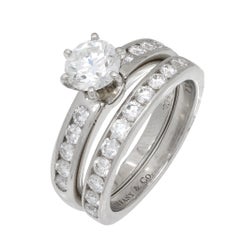 Tiffany & Co. GIA .81 carat diamond platinum engagement ring set