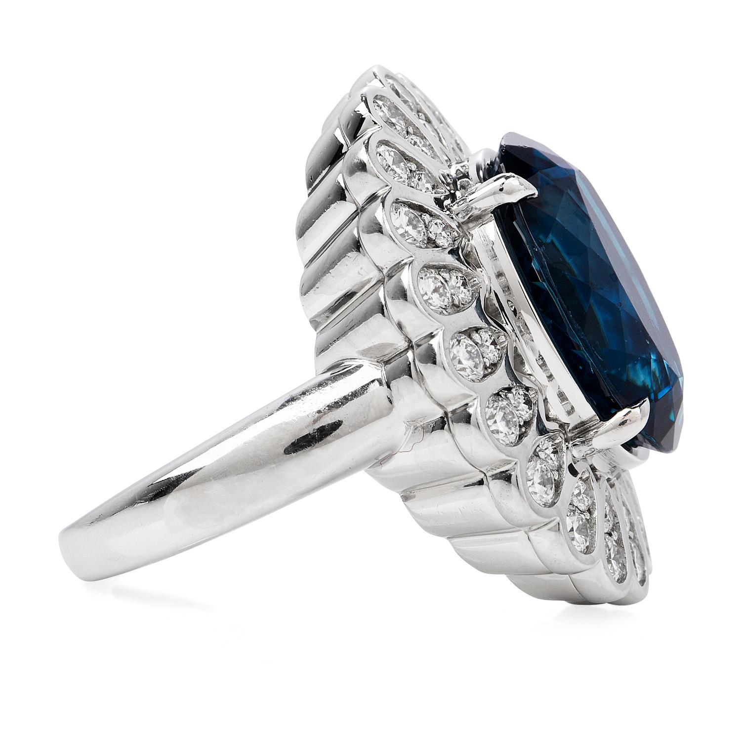 Modern Tiffany & Co GIA Blue Tourmaline Platinum Designer Cocktail Ring