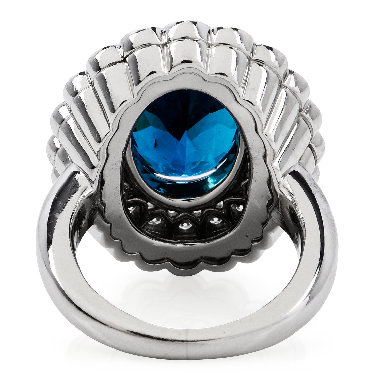 Oval Cut Tiffany & Co GIA Blue Tourmaline Platinum Designer Cocktail Ring