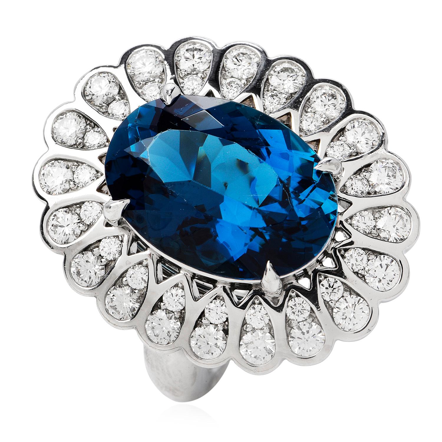 Tiffany & Co GIA Blue Tourmaline Platinum Designer Cocktail Ring 1