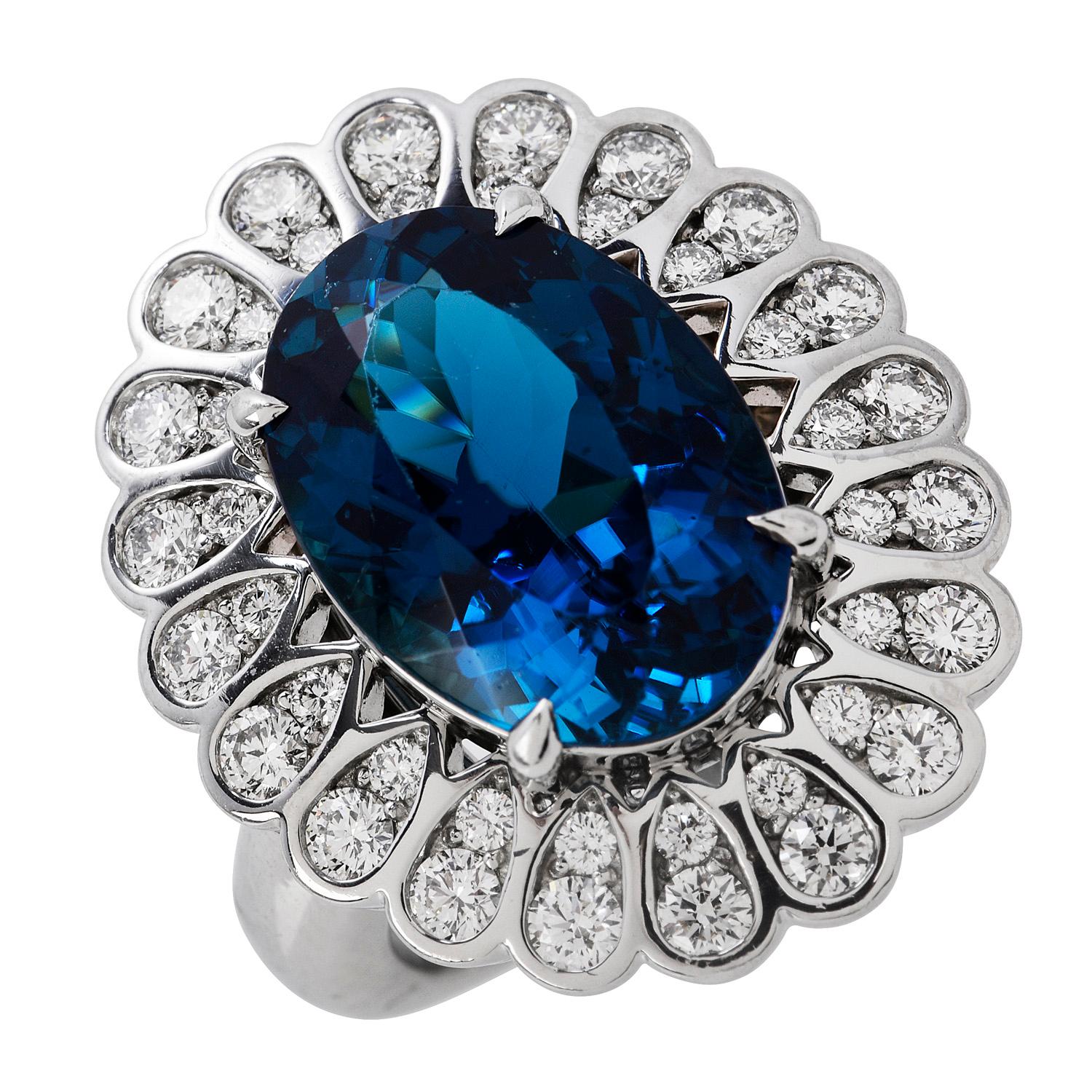 Tiffany & Co GIA Blue Tourmaline Platinum Designer Cocktail Ring 2