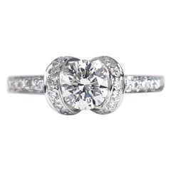 Tiffany & Co. GIA Certified 0.78 Carat E VS2 Round Brilliant Diamond Ribbon Ring