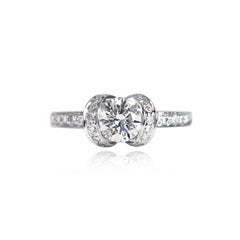 Tiffany & Co. GIA Certified 0.78 Carat E VS2 Round Brilliant Diamond Ribbon Ring
