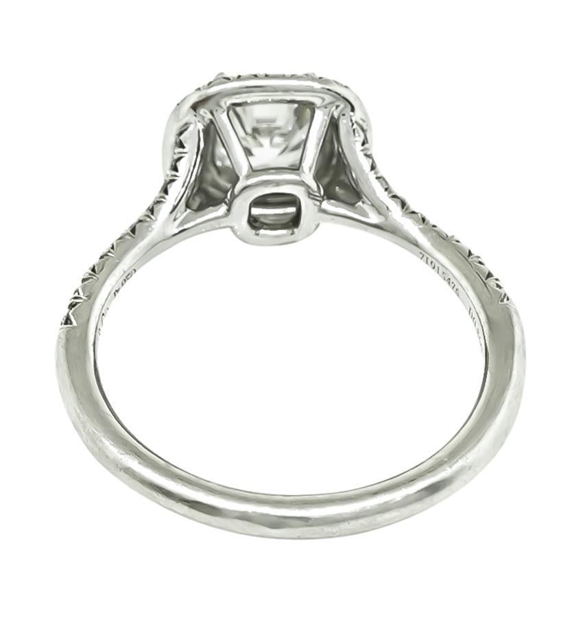 Cushion Cut Tiffany & Co GIA Certified 0.86ct Diamond Engagement Ring