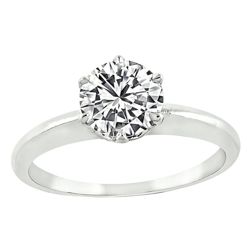Tiffany & Co GIA Certified 0.99 Carat Diamond Solitaire Engagement Ring For Sale