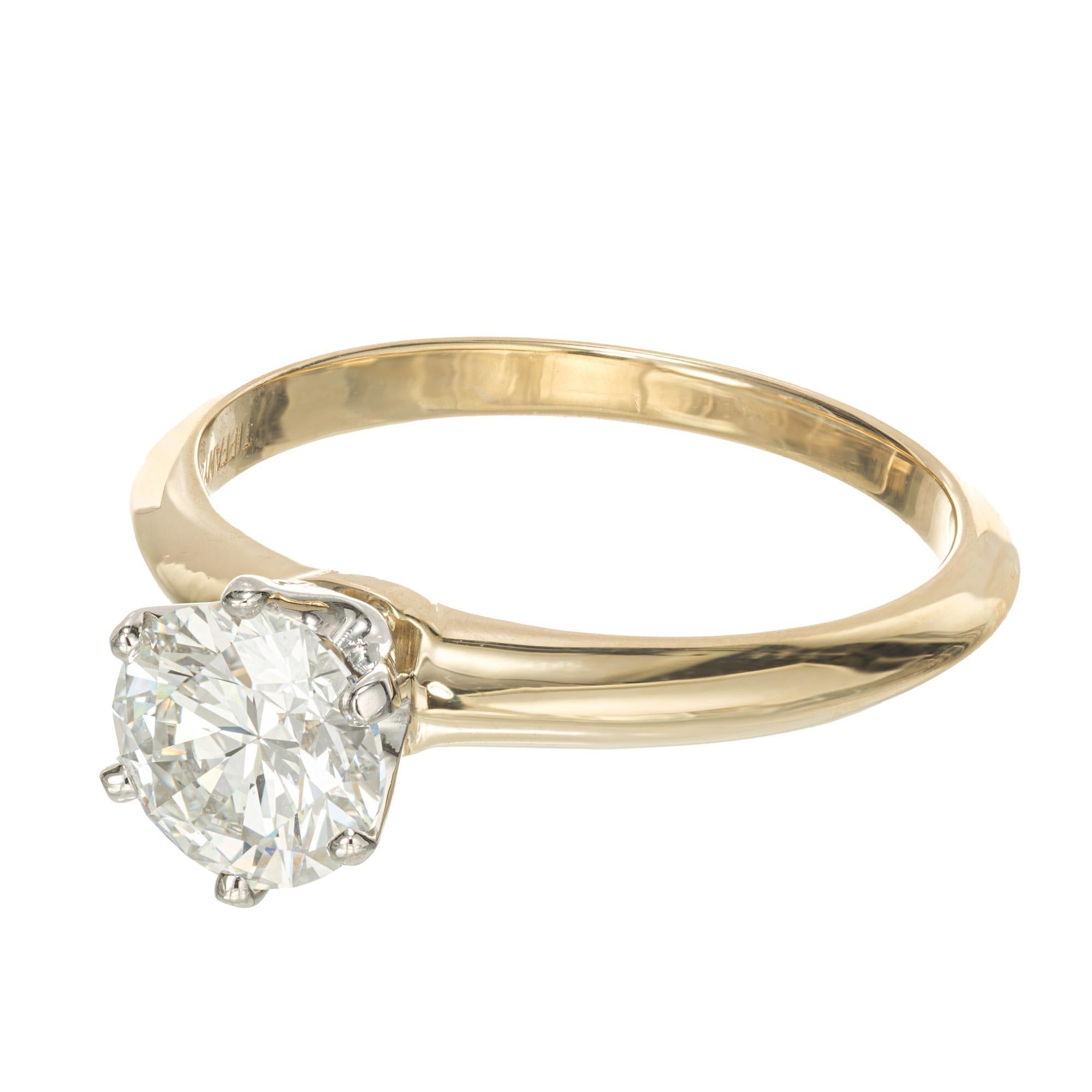 Tiffany & Co Verlobungsring, Tiffany & Co GIA 1,00 Karat Diamant Platin Gold Solitär  (Rundschliff) im Angebot