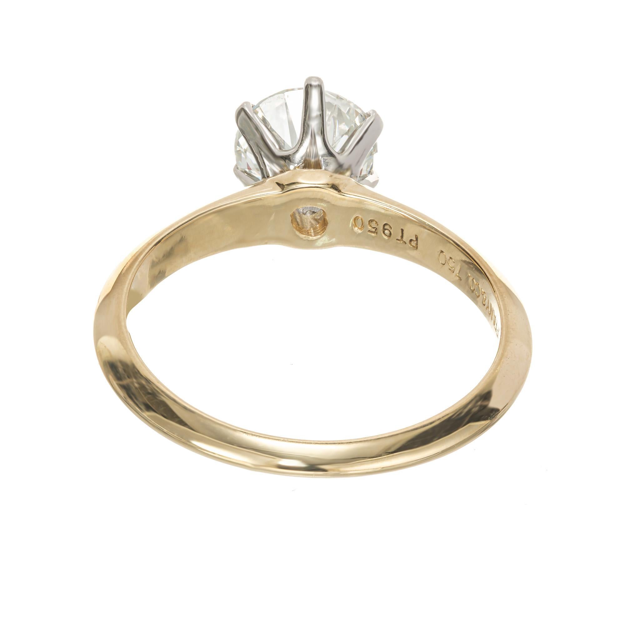 Tiffany & Co GIA 1.00 Carat Diamond Platinum Gold Solitaire Engagement Ring  In Good Condition For Sale In Stamford, CT